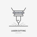 Laser cutting flat line icon. Metal works tool sign. Thin linear logo for stainless steel fabrication, figured carving Royalty Free Stock Photo