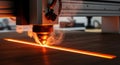 Laser cutting machine in action, precision and technology Royalty Free Stock Photo