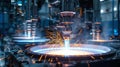 Laser Cutting Machine Processing Metal with Sparks, generative ai