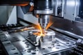 Laser cutting of metal on CNC machines, modern industrial technology for manufacturing industrial parts. Modern metalworking