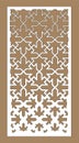 Laser cutting pattern for cnc. Arabesque gradient vector panel. Decorative jali sheet. Template for interior partition