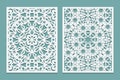 Laser cutting set Islamic style. Woodcut trellis panel. Plywood laser cut eastern design. Pattern for printing, engraving, paper