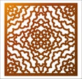 Laser cutting square panel. Fretwork floral pattern with mandala