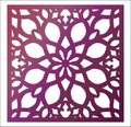 Laser cutting square panel. Openwork floral pattern with mandala Royalty Free Stock Photo