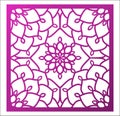 Laser cutting square panel. Openwork floral pattern with mandala Royalty Free Stock Photo