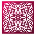 Laser cutting square panel. Openwork floral pattern with mandala Royalty Free Stock Photo