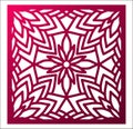 Laser cutting square panel. Openwork floral pattern with mandala