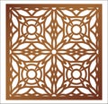 Laser cutting square panel. Openwork floral pattern with mandala