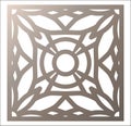 Laser cutting square panel. Openwork floral pattern with mandala Royalty Free Stock Photo