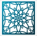 Laser cutting square panel. Openwork floral pattern with mandala Royalty Free Stock Photo