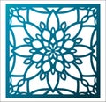 Laser cutting square panel. Openwork floral pattern with mandala