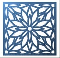 Laser cutting square panel. Openwork floral pattern with mandala