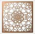Laser cutting square panel. Openwork floral pattern with mandala Royalty Free Stock Photo