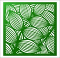 Laser cutting square panel. Openwork floral pattern with tropical leaves. Perfect for gift box silhouette ornament, wall