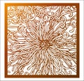 Laser cutting square panel. Openwork floral pattern with fantastic flower is inspired by tropical nature. Perfect for gift box Royalty Free Stock Photo