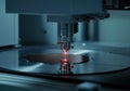 Laser cutting technology in action on a semiconductor wafer Royalty Free Stock Photo