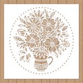 Laser cutting template. A bouquet of flowers in a vase. Vector Royalty Free Stock Photo