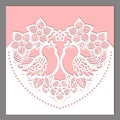 Laser cutting template. Heart of flowers with birds. Royalty Free Stock Photo