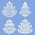 Laser cutting template. Set of Christmas trees. Vector Royalty Free Stock Photo