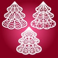 Laser cutting template. Set of Christmas trees. Vector Royalty Free Stock Photo