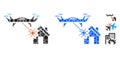 Laser Drone Attacks House Mosaic Icon of Spheric Items