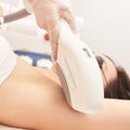 Laser elos medical device. Remove unwanted hair and asteriks. Cosmetology spa procedure at salon. Amprit epilation