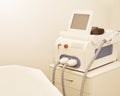 Laser elos medical device. Remove unwanted hair and asteriks. Cosmetology spa procedure at salon. Depilation equipment