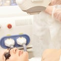Laser elos medical device. Remove unwanted hair and asteriks. Cosmetology spa procedure at salon