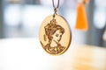 laser engraving machine on metal pendant