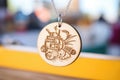 laser engraving machine on metal pendant