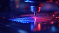 Laser engraving machine working on microchip in modern factory