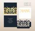 Laser envelope template, greeting card. Cutting floral, vegetable pattern of paper, cardboard. Frame with place for a