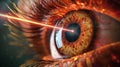 Laser eye correction for vision improvement. Beam and cornea close up LASIK procedure Royalty Free Stock Photo