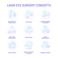 Laser eye surgery concepts gradient concept icons set Royalty Free Stock Photo