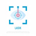 Laser eye surgery flat icon. Ophthalmology. Lasik vision correction.