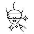 Laser facial hair removal isolated line icon, woman in goggles Royalty Free Stock Photo