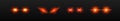 Laser glowing eyes set. Dangerous red light ferocious halloween evil