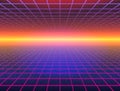 Laser Grid in Deep Space. Retro Futuristic Template in 80s Style Royalty Free Stock Photo