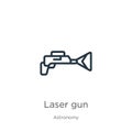 Laser gun icon. Thin linear laser gun outline icon isolated on white background from astronomy collection. Line vector sign, Royalty Free Stock Photo