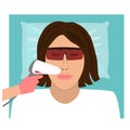 Laser hair removal in professional studio. Upper lip hair removing. Vector illustration