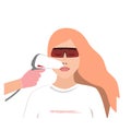 Laser hair removal in professional studio. Upper lip hair removing. Vector illustration