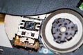 Laser head for cd or dvd player.Close up of a DVD player ejecting disc Royalty Free Stock Photo