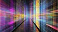 Laser interference patterns creating complex moir effects rendered in holographic colors
