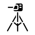 Laser level measuring equipment glyph icon vector illustration