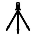 Laser level tool measure building on tripod engineering equipment device for builder construction tool icon black color vector Royalty Free Stock Photo