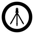 Laser level tool measure building on tripod engineering equipment device for builder construction tool icon in circle round black Royalty Free Stock Photo