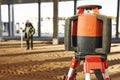 Laser levelling equipment at construction site Royalty Free Stock Photo