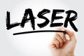 LASER - Light Amplification by Stimulated Emission of Radiation acronym with marker, technology concept background Royalty Free Stock Photo