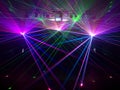 Laser light in the old power station. Royalty Free Stock Photo