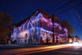 laser light projections on a building facade Royalty Free Stock Photo